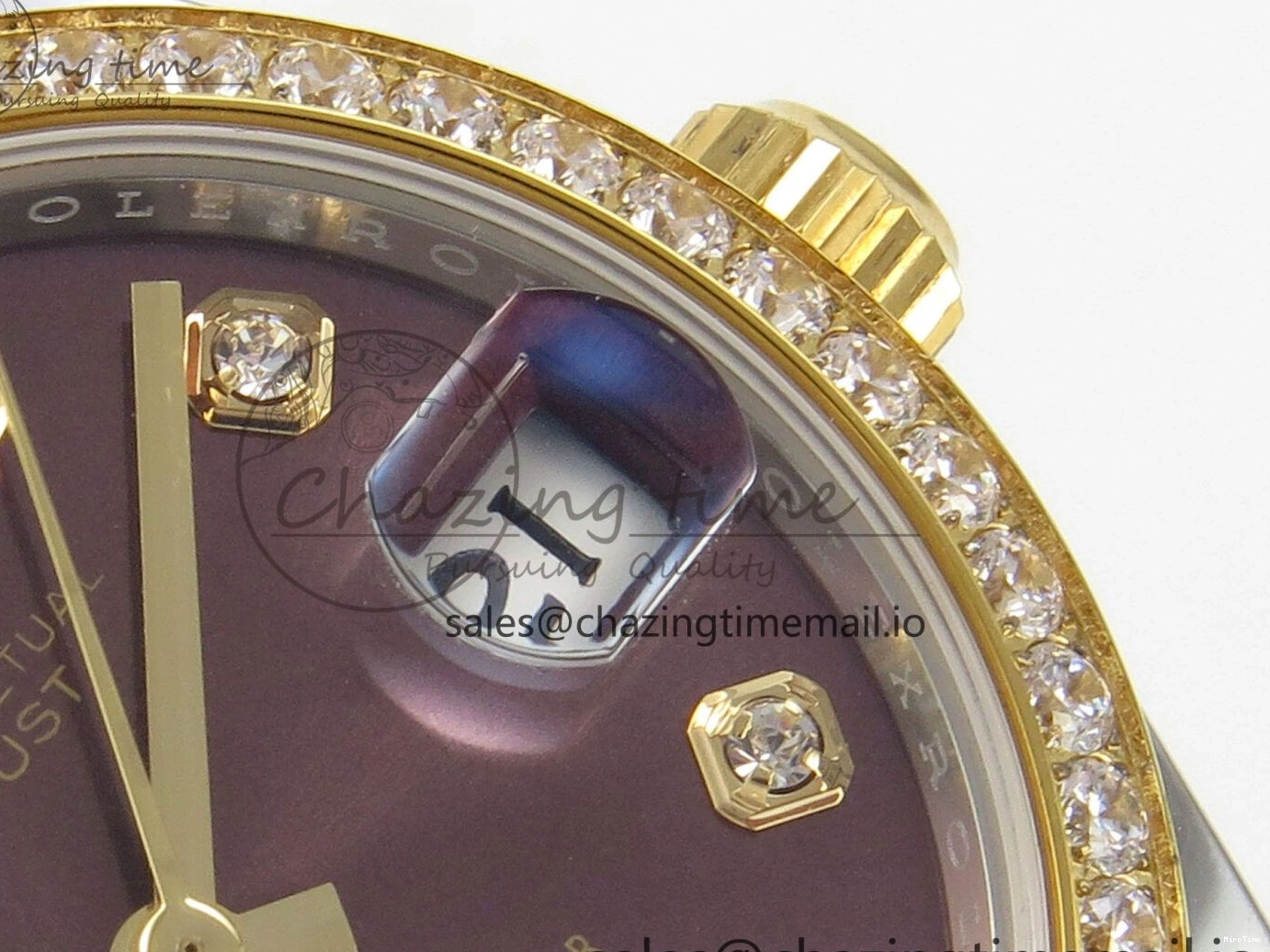 MiroTime 0207 Effortless DateJust 31 278383RBR THBF 1:1 Best Edition 904L Steel Brown Diamonds Dial Diamonds Bezel on SS YG Jubilee Bracelet HZ Cal. 10